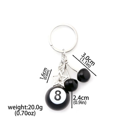 Fashion 8 Ball Fruit Cherry Dice Star Keychain Phone Accessories Y2K Handmade Creative No. 8 Black Billiards Key Ring Jewelry