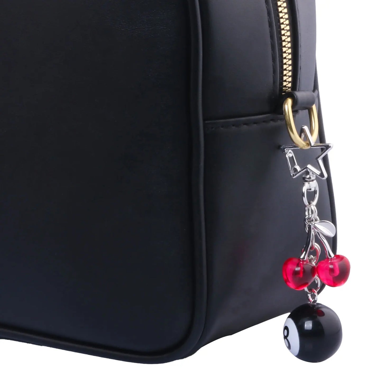 Fashion 8 Ball Fruit Cherry Dice Star Keychain Phone Accessories Y2K Handmade Creative No. 8 Black Billiards Key Ring Jewelry