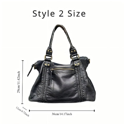 Y2K Spicy Girl One Shoulder Crossbody Bag Vintage Washed Leather Soft Leather Motorcycle Bag Large Capacity Bag